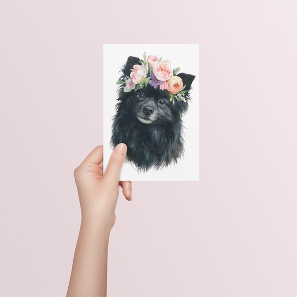 Watercolor Black Pomeranian Dog Portrait Art Print – Unframed Fine Art Poster - Picture 5 of 5